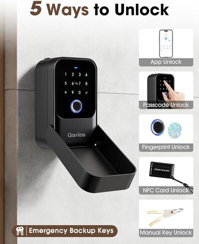 Smart Key Lock Box with Fingerprint, Lock Box for Keys with Code for outside, Combination Lockbox, Key Box Wall Mount, 5 Ways to Unlock IP65 Waterproof in Kuwait