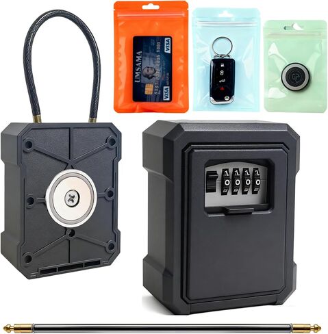 Magnetic Key Lock Box Features a Large N52 Industrial-strength Magnet, Magnet Key Holder with 4-digit Combination Lock for Under Cars, Indoors, Outside in Kuwait