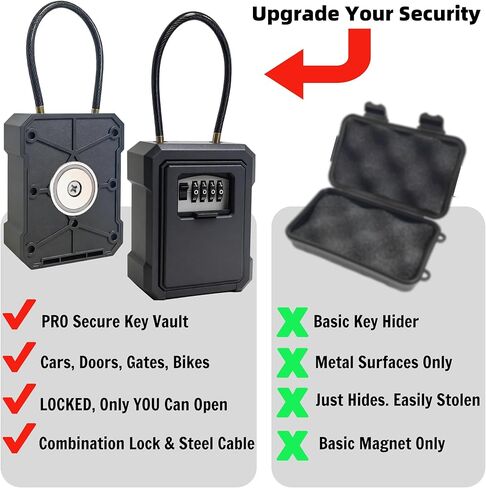 Magnetic Key Lock Box Features a Large N52 Industrial-strength Magnet, Magnet Key Holder with 4-digit Combination Lock for Under Cars, Indoors, Outside in Kuwait
