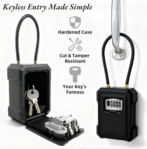 Magnetic Key Lock Box Features a Large N52 Industrial-strength Magnet, Magnet Key Holder with 4-digit Combination Lock for Under Cars, Indoors, Outside in Kuwait