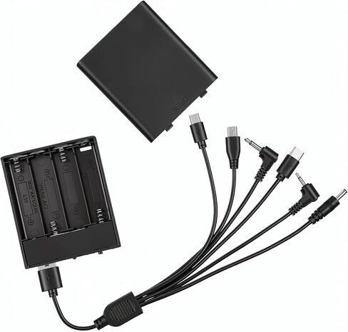 Safe Emergency External Power Supply Box with 6 Connector, External Battery Pack with 2.5mm & 3.5mm Jack Universal Port 4 AA 6V Anti Theft Door Lock Spare Battery Box for Electronic Cabinet Lock Toys in Kuwait