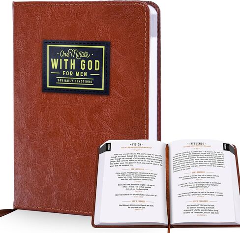 2026 One Minute WITH GOD for Men - 365 Days Bible Daily Devotional Journal- Mens Bibles Study Prayer Book - Brown Leather Bible Planner Guide - Gift for Dad Christian Beginners in Kuwait