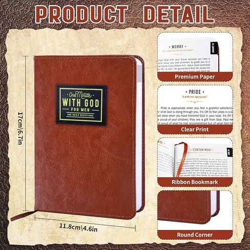 2026 One Minute WITH GOD for Men - 365 Days Bible Daily Devotional Journal- Mens Bibles Study Prayer Book - Brown Leather Bible Planner Guide - Gift for Dad Christian Beginners in Kuwait