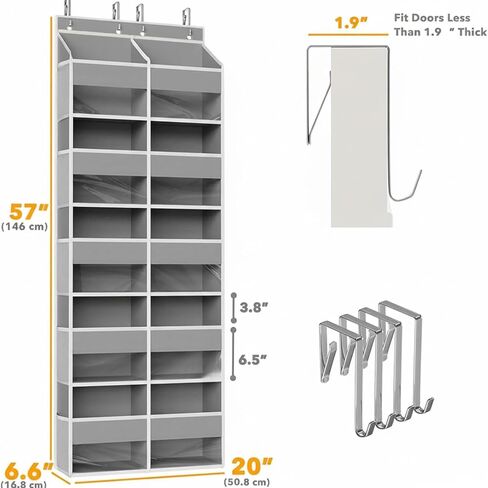 Hanging Yarn Storage Organizer, 5 Tiers Large Capacity Yarn Organizer with 10 Compartments and 10 Side Pockets for Crochet Hook, Over Door Organizer for Knitting Needles, Transparent Yarn Holder, Grey in Kuwait