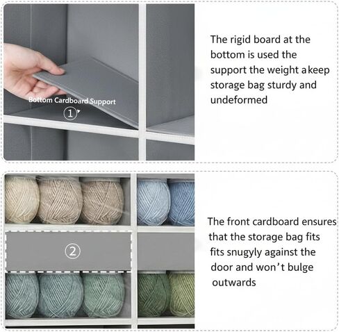Hanging Yarn Storage Organizer, 5 Tiers Large Capacity Yarn Organizer with 10 Compartments and 10 Side Pockets for Crochet Hook, Over Door Organizer for Knitting Needles, Transparent Yarn Holder, Grey in Kuwait