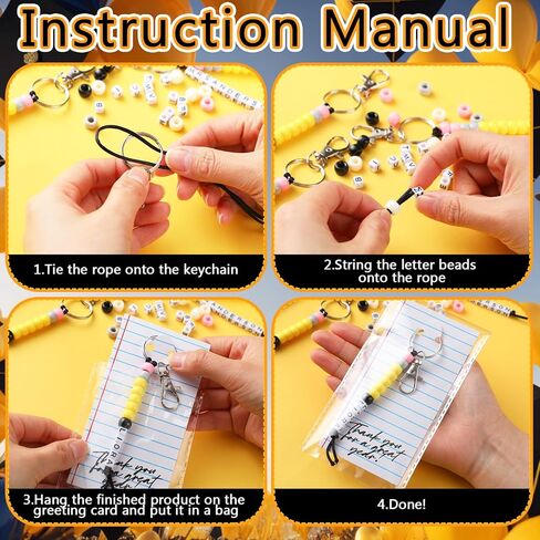 كينينج 1098 قطعة 24 مجموعة من هدايا تقدير معلم التخرج DIY مجموعة صنع سلسلة المفاتيح تتضمن بطاقات شكر، خرز قلم رصاص سحري، مجموعة حرفية لهدايا مدرس التخرج من الطلاب in Kuwait