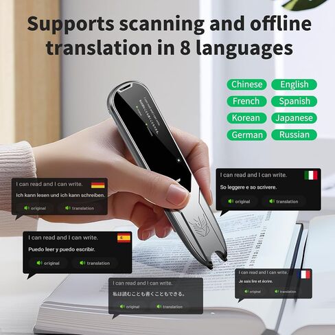 Translator Pen, Reading Pen for Dyslexia, Traductor De Voz Instantaneo, Pen Scanner Text to Speech Device, Scan Reader Pen OCR Digital Pen Reader, Wireless Translation Pen Scanner for Students Adults in Kuwait