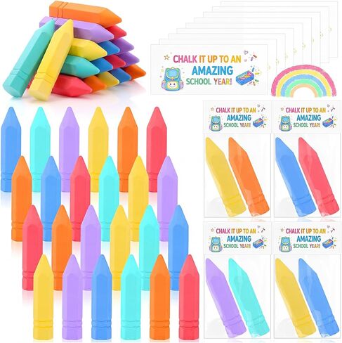 Crtiin 96 Pcs End of The Year Gifts Jumbo Sidewalk Chalk Bulk 48 Summer Chalk Card and Bags from Teacher Non-toxic Washable Colored Chalks for Preschool Graduation School Party Gift Favors in Kuwait