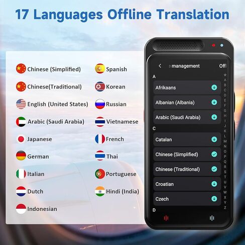 Language Translator Device, 150 Languages Two-Way Instant Translator Device, 4" 1 HD Screen Accuracy Real-time Voice Translation Support Offline&Chatgpt&Record&Photo Translation for Business Travel in Saudi Arabia