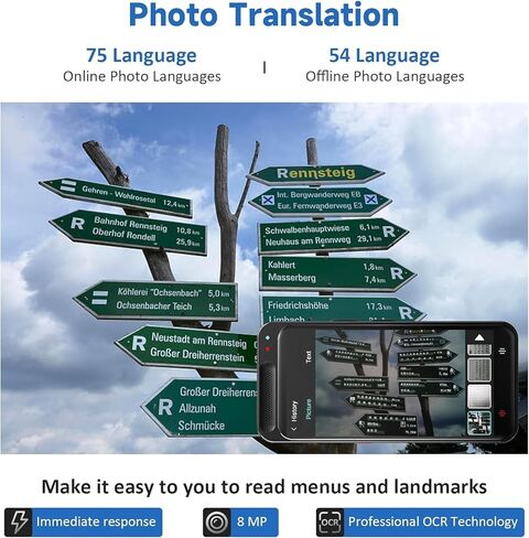Language Translator Device, 150 Languages Two-Way Instant Translator Device, 4" 1 HD Screen Accuracy Real-time Voice Translation Support Offline&Chatgpt&Record&Photo Translation for Business Travel in Saudi Arabia