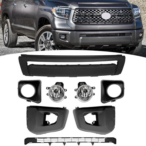 Front Bumper Cover + Lower Grille + Bumper End Caps + Fog Lights With Border Fit For 2014-2021 Toyota Tundra 8pcs front bumoer lower body kit Replacement Accessories in Kuwait