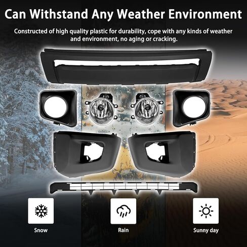 Front Bumper Cover + Lower Grille + Bumper End Caps + Fog Lights With Border Fit For 2014-2021 Toyota Tundra 8pcs front bumoer lower body kit Replacement Accessories in Kuwait