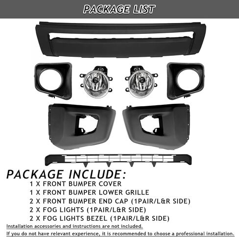 Front Bumper Cover + Lower Grille + Bumper End Caps + Fog Lights With Border Fit For 2014-2021 Toyota Tundra 8pcs front bumoer lower body kit Replacement Accessories in Kuwait