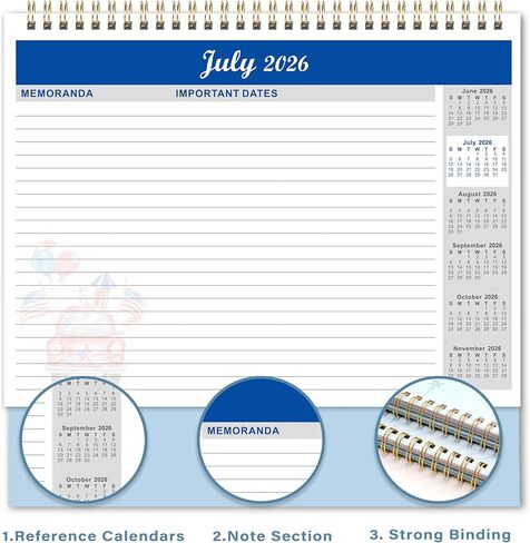 Desk Calendar 2026-2027 - 18 Months Desktop Calendar 2026-2027, July 2026 - December 2027, 10'' x 8.3'', Standing Flip Desktop Calendars for Office, Home, School in Kuwait