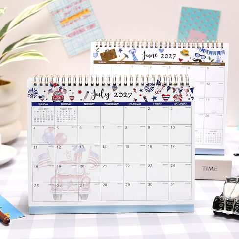 Desk Calendar 2026-2027 - 18 Months Desktop Calendar 2026-2027, July 2026 - December 2027, 10'' x 8.3'', Standing Flip Desktop Calendars for Office, Home, School in Kuwait