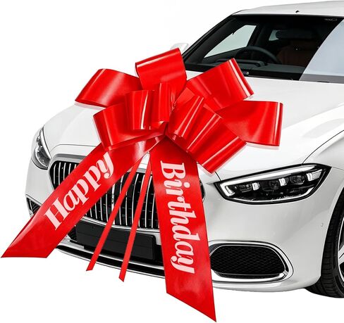 قوس سيارة عيد ميلاد سعيد 30 بوصة قوس أحمر كبير للسيارة، أقواس سيارات كبيرة عملاقة، أقواس تغليف هدايا حمراء مع كوب شفط وملصق لاصق، قوس سحب ضخم للدراجة وحفلة مفاجأة عيد ميلاد التخرج in Kuwait