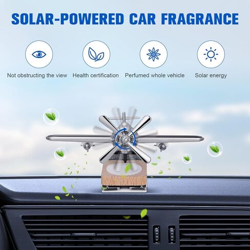 موزع روائح السيارات بالطائرة من كالارون، معطر هواء للسيارة بالطائرة، ناشر الزيوت العطرية الشمسية مع قاعدة خشبية، زخارف دوارة للطائرات، ديكور مكتب من السبائك للمنزل والمكتب وهدايا الترحيب بالمنزل الجديد in Kuwait