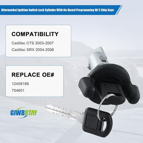 for Cadillac CTS 2003-2007 for Cadillac SRX 2004-2006 Ignition Lock Cylinder Switch with 2 CHIP Keys with On-Board Programming 12458189 15825347 (Programming Instruction Included) in Kuwait