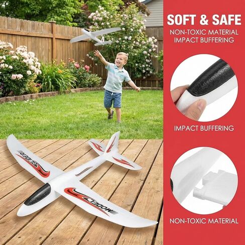 BESPORTBLE 2 Pack Kids Foam Airplane Toys 39 Inch Hand Throw Glider Planes for Outdoor Play and Hand-Eye Coordination in Kuwait