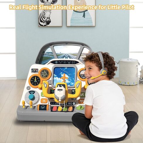 Mostop Toddler Steering Wheel Toy with Lights and Sounds: Interactive Airplane Dashboard for Kids, Jet Pilot Simulator Driving Toy for Boys Girls 3+, Pretend Play Flying Toy for Toddlers Birthday Gift in Kuwait