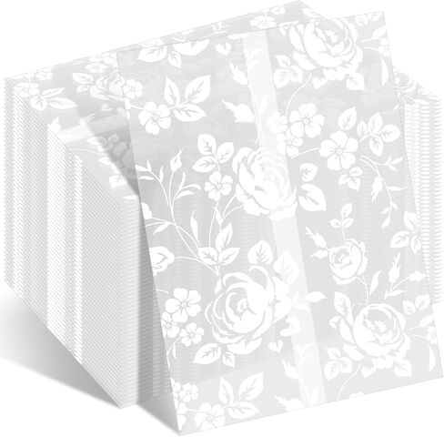 50PCS Vellum Jackets for 5x7 Invitations, Wedding Invitation Sleeves, Pre Folded Wedding Invitation Vellum Paper Wraps for Bridal Shower Birthday (Rose Pattern) in Kuwait