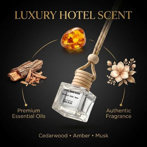 Air Jungles Hanging Car Air Freshener Diffuser 3 Count, Luxury Hotel Scent with Cedarwood Amber and Musk Notes, Natural Essential Oil, Long Lasting Odor Eliminator, Made In USA in Kuwait