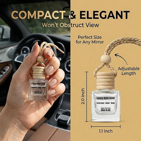 Air Jungles Hanging Car Air Freshener Diffuser 3 Count, Luxury Hotel Scent with Cedarwood Amber and Musk Notes, Natural Essential Oil, Long Lasting Odor Eliminator, Made In USA in Kuwait
