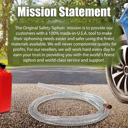 The Original Safety Siphon 10 Foot Hose For Gasoline And More - 1" Valve Siphon Pump - Use for Cars, Boats, Mowers - Self Priming Pump Transfers 3.5 Gallons per Minute - FDA Food Grade for Home Brews in Saudi Arabia