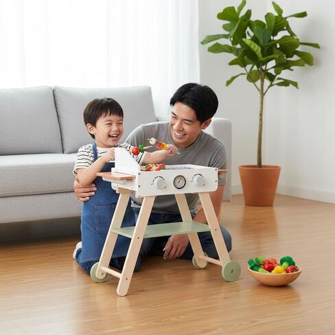 Wooden Barbecue Grill Toy Smooth Edges Realistic Wooden Grill Toy Sound and Light in Kuwait