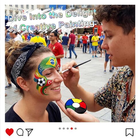 6 Color Face Paint Wheel for World Cup 2026 – Waterproof Face Body Paint Cream, Portable Design with Red White Blue Yellow Green Black, Hypoallergenic Non-Toxic for Soccer Fans Game Day Tailgate in Kuwait