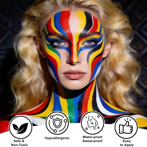 6 Color Face Paint Wheel for World Cup 2026 – Waterproof Face Body Paint Cream, Portable Design with Red White Blue Yellow Green Black, Hypoallergenic Non-Toxic for Soccer Fans Game Day Tailgate in Kuwait