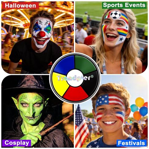 6 Color Face Paint Wheel for World Cup 2026 – Waterproof Face Body Paint Cream, Portable Design with Red White Blue Yellow Green Black, Hypoallergenic Non-Toxic for Soccer Fans Game Day Tailgate in Kuwait
