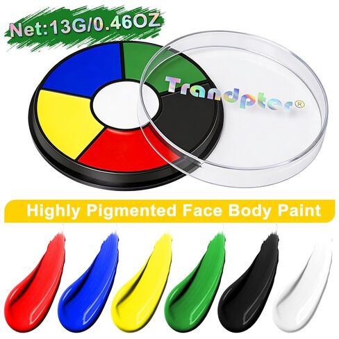 6 Color Face Paint Wheel for World Cup 2026 – Waterproof Face Body Paint Cream, Portable Design with Red White Blue Yellow Green Black, Hypoallergenic Non-Toxic for Soccer Fans Game Day Tailgate in Kuwait