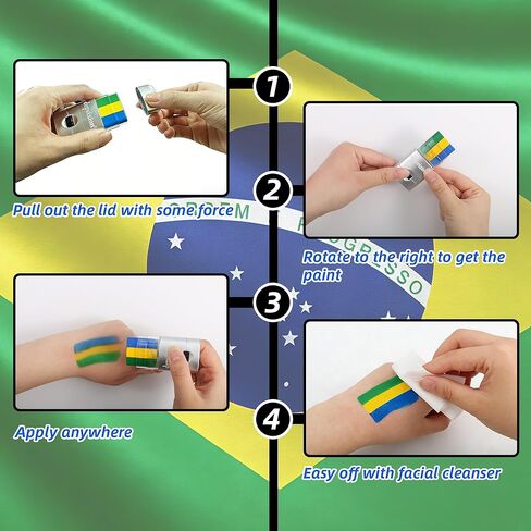 3 Pack Mexico Face Paint Stick Body Paint Sticks for Soccer Fans, Hypoallergenic & Washable Face Painting Sticks for Football Fans, Sports Cheering & Party Makeup National Events (red white green) in Kuwait