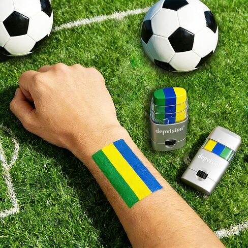 3 Pack Mexico Face Paint Stick Body Paint Sticks for Soccer Fans, Hypoallergenic & Washable Face Painting Sticks for Football Fans, Sports Cheering & Party Makeup National Events (red white green) in Kuwait