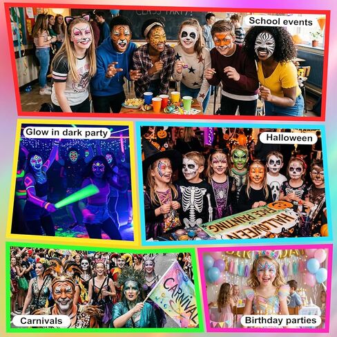 Face Painting Kit for Kids - 40 Color Pro Facepaint Palette Non-Toxic Water Activated, Complete Kit with Brush, Stencil, Sponge, for Birthday Parties, Carnival, Costume Makeup, Festivals & Events in Kuwait