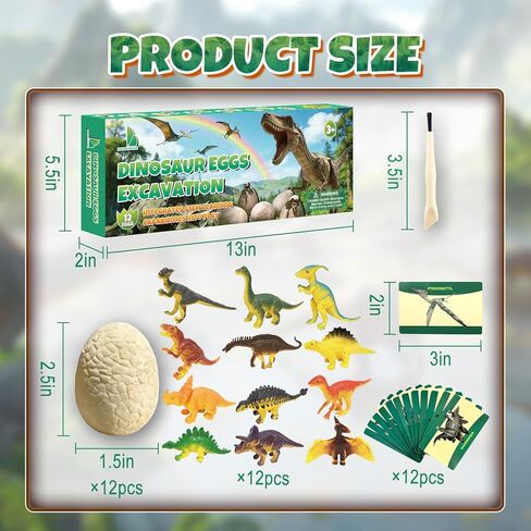 Dino Eggs Dig Kit, 12 Dinosaur Eggs & Unique Dinosaur Toys, Archaeology Science STEM Gift, Easter Eggs for Kids 3-12 Boys Girls (White) in Saudi Arabia