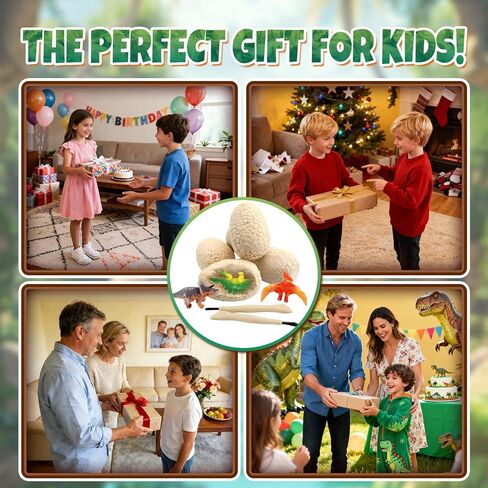 Dino Eggs Dig Kit, 12 Dinosaur Eggs & Unique Dinosaur Toys, Archaeology Science STEM Gift, Easter Eggs for Kids 3-12 Boys Girls (White) in Saudi Arabia