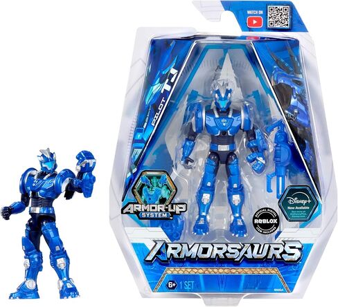 Triceratops Pilot (TJ) Action Figure Toy, 3.75-Inch Poseable Figure with Interchangeable Armor Pieces and Transforming Weapon, Kids, Boy, Girls, Ages 6+ in Kuwait