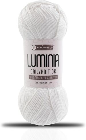 خيوط قطنية من Makromecity Luminia Mercerized Georgia، خفيفة الوزن #3 خيوط DK للحياكة والكروشيه، 50 جم/137 ياردة، لمعان حريري ناعم مثالي للملابس الصيفية والقمصان ومشروعات الأطفال (رمادي فاتح، 3 شلات) in Kuwait