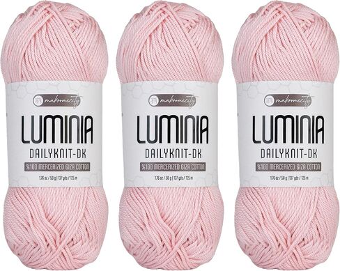 Makromecity Luminia Mercerized Giza Cotton Yarn, Lightweight #3 DK Yarn for Knitting & Crochet, 50g/137yd, Soft Silky Shine Perfect for Summer Garments, Tops & Baby Projects (Light Grey, 3 Skeins) in Saudi Arabia