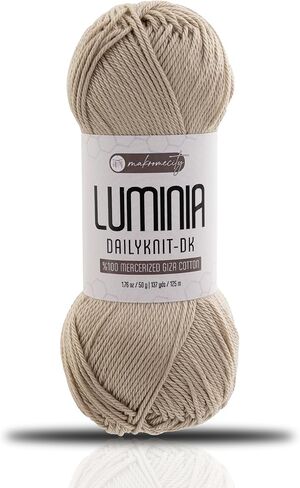 Makromecity Luminia Mercerized Giza Cotton Yarn, Lightweight #3 DK Yarn for Knitting & Crochet, 50g/137yd, Soft Silky Shine Perfect for Summer Garments, Tops & Baby Projects (Light Grey, 3 Skeins) in Saudi Arabia