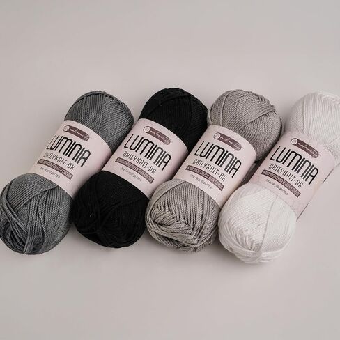 Makromecity Luminia Mercerized Giza Cotton Yarn, Lightweight #3 DK Yarn for Knitting & Crochet, 50g/137yd, Soft Silky Shine Perfect for Summer Garments, Tops & Baby Projects (Light Grey, 3 Skeins) in Saudi Arabia