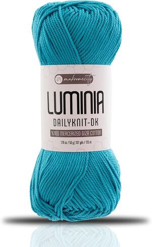 Makromecity Luminia Mercerized Giza Cotton Yarn, Lightweight #3 DK Yarn for Knitting & Crochet, 50g/137yd, Soft Silky Shine Perfect for Summer Garments, Tops & Baby Projects (Light Grey, 3 Skeins) in Saudi Arabia