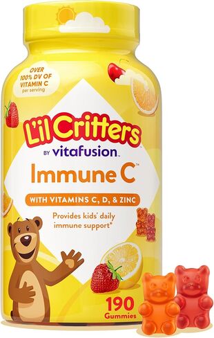 L’il Critters Immune C Daily Gummy Supplement Vitamin for Kids, for Vitamin C, D and Zinc for Immune Support, Orange, Lemon and Cherry Flavors, 190 Gummies in Saudi Arabia