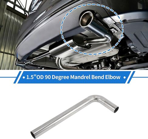 Motoforti 1.5 بوصة OD 90 درجة مغزل بيند الكوع 12 بوصة طول T201 أنبوب عادم من الفولاذ المقاوم للصدأ تلميع الأنابيب l أنبوب ممتد لحام درابزين الدرج باللون الفضي in Kuwait