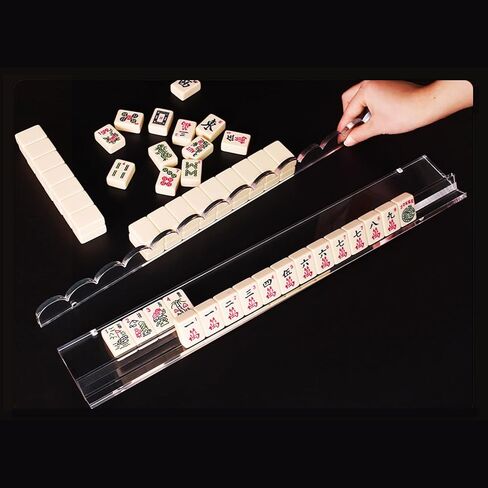 American Mahjong Racks with Pushers, Premium Heavy-Duty Clear Acrylic Tile Holders with Smooth Slide Push Bars, Non-Slip Durable Game Accessory Set for Easy Gameplay, 4-Pack in Kuwait