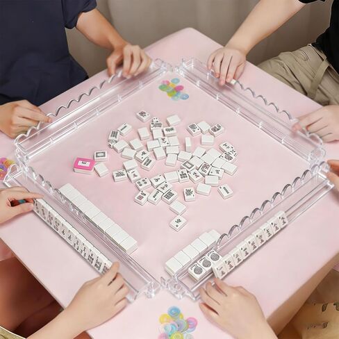American Mahjong Racks with Pushers, Premium Heavy-Duty Clear Acrylic Tile Holders with Smooth Slide Push Bars, Non-Slip Durable Game Accessory Set for Easy Gameplay, 4-Pack in Kuwait