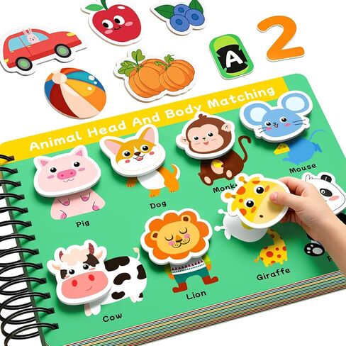 Toddler Busy Book for Toddlers 3-5, Montessori Preschool Learning Activities, Velcro Quiet Activity Book for Kids, Autism Sensory Pre-K Educational Toys, Screen-Free Birthday Gift Boys Girls(26 Pages) in Kuwait
