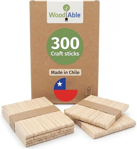 300 Pcs Popsicle Craft Sticks Ice Cream Sticks Natural Wood - Waxing Sticks - Eco Friendly - Pop Sticks for DIY Crafts - Popsicle Craft Sticks 4.5 inch Length Treat Sticks Ice - Made in Chile in Kuwait